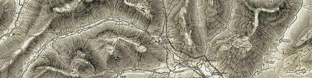 Old map of Allt Coire Dubhchraig in 1906