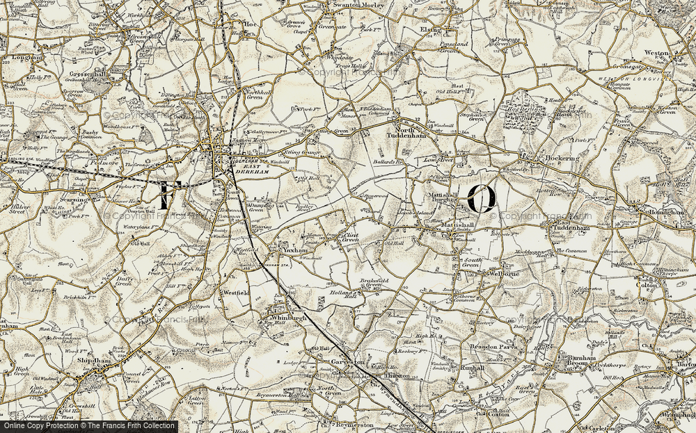 Old Map of Historic Map covering Norfolk in 1901-1902