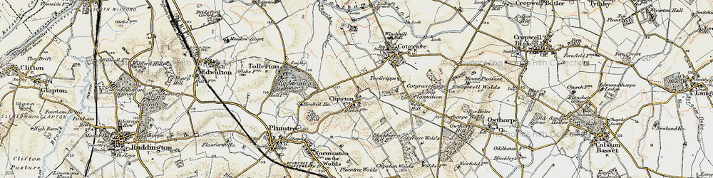 Old map of Clipston in 1902-1903