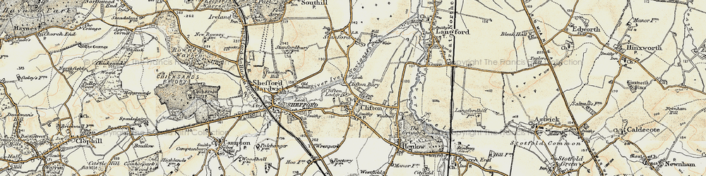 Old map of River Ivel Navigation in 1898-1901