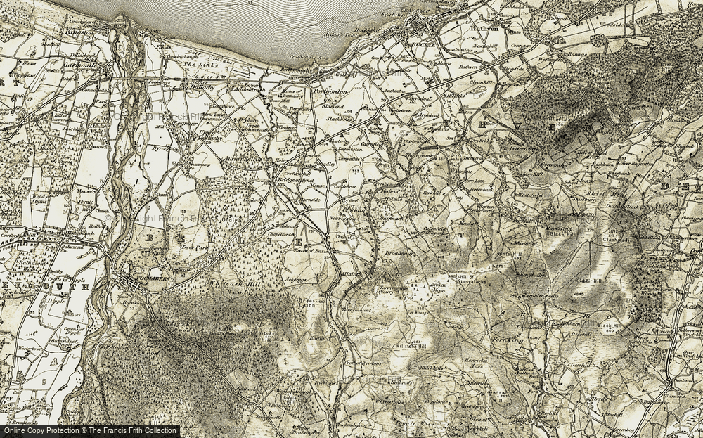 Old Map of Historic Map covering Buinnach in 1910