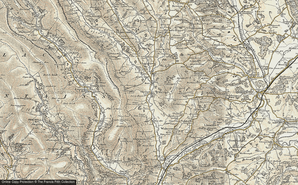 Old Map of Historic Map covering Penrhewr in 1900