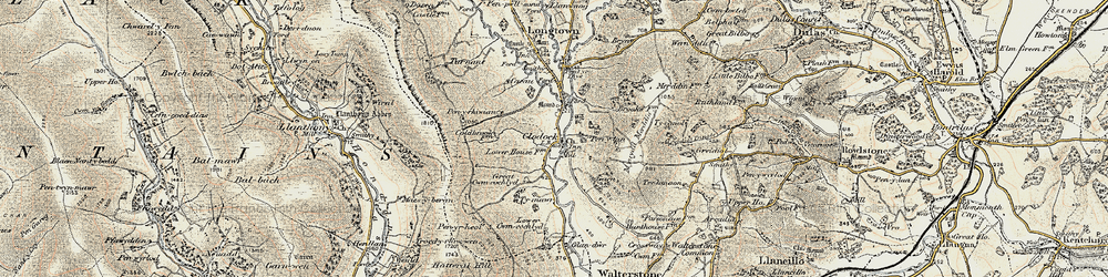 Old map of Penrhewr in 1900