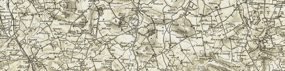Old map of Burn of Ludquharn in 1909-1910