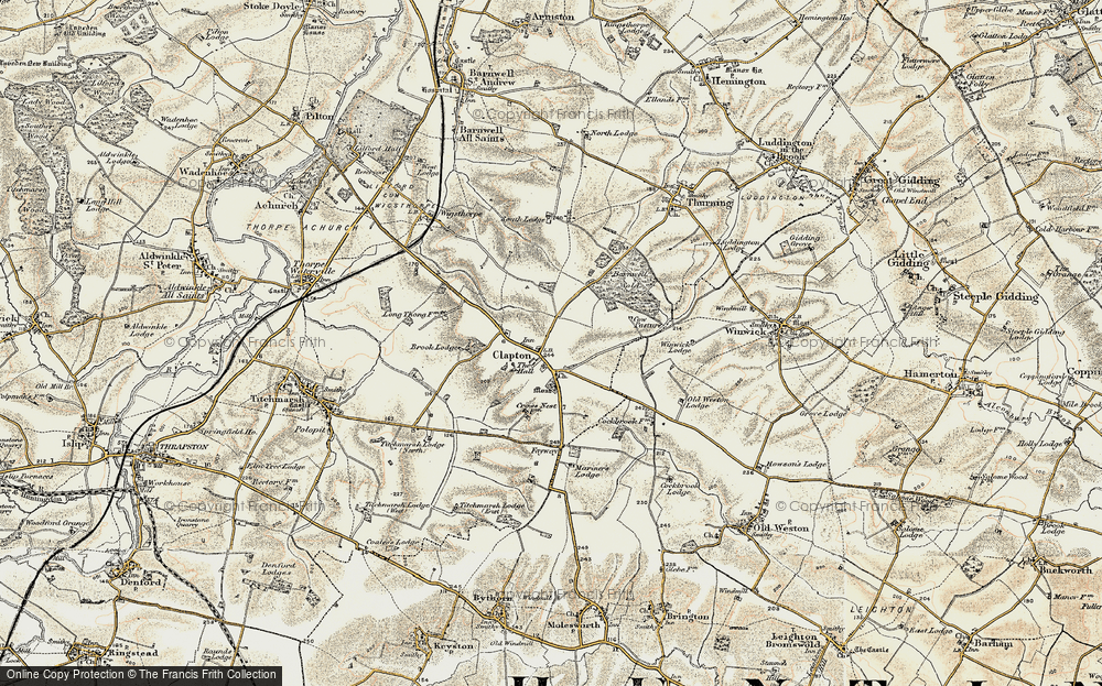 Old Map of Historic Map covering Barnwell Wold in 1901-1902