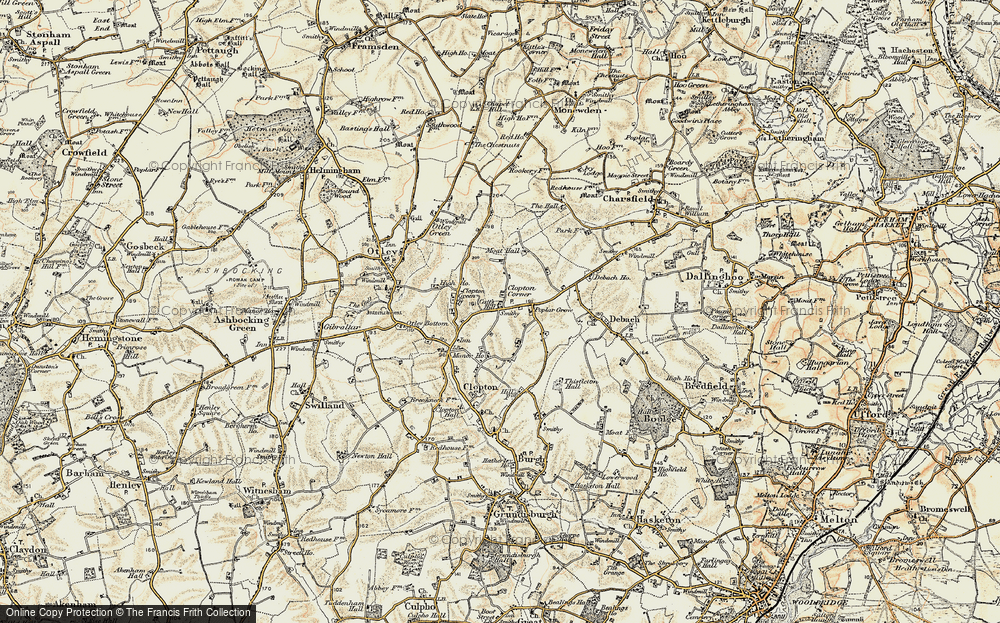Old Map of Historic Map covering Debach in 1898-1901
