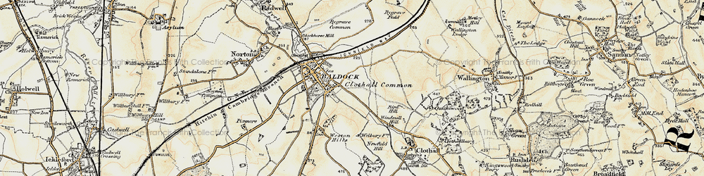 Old map of Clothall Common in 1898-1899