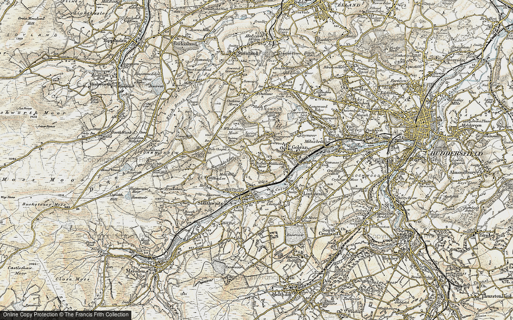 Old Map of Historic Map covering Bolster Moor in 1903