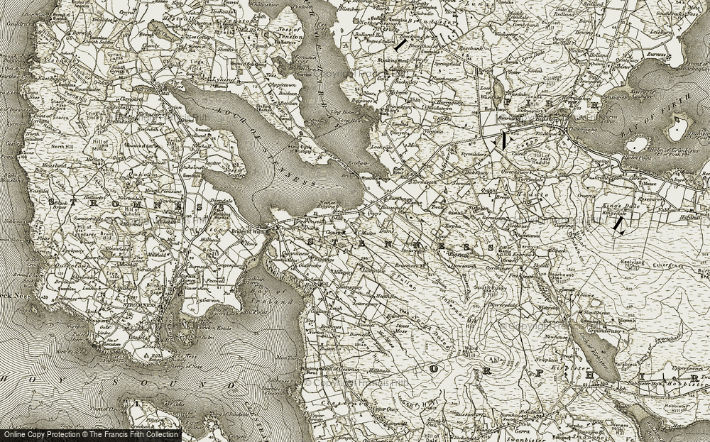 Old Map of Historic Map covering Bridge of Waithe in 1912