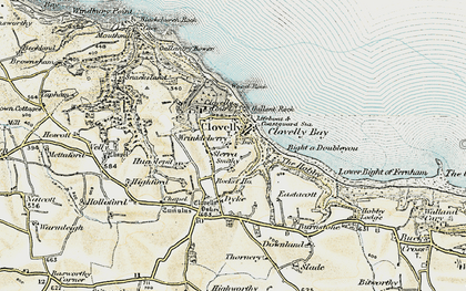Old map of Clovelly in 1900