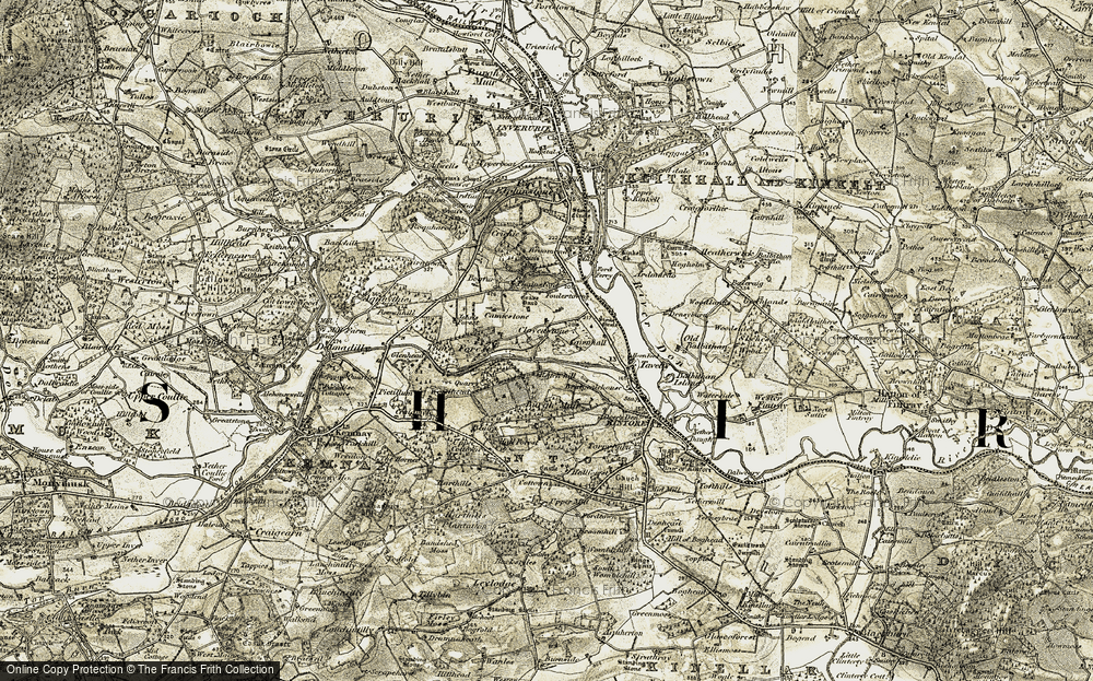 Old Map of Historic Map covering Bogfur in 1909-1910