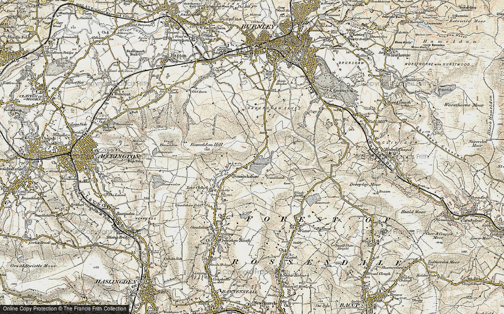 Old Map of Historic Map covering Rossendale Way in 1903