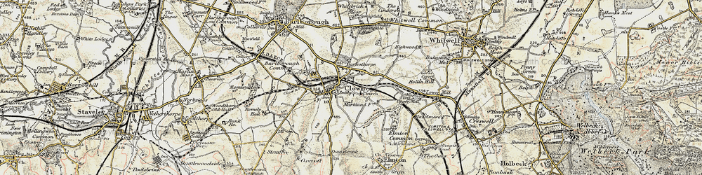 Old map of Clowne in 1902-1903