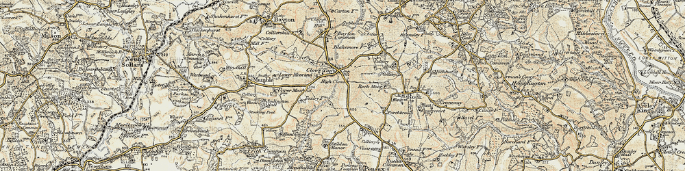 Old map of Clows Top in 1901-1902