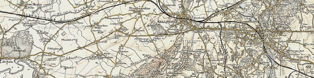 Old map of Cluddley in 1902