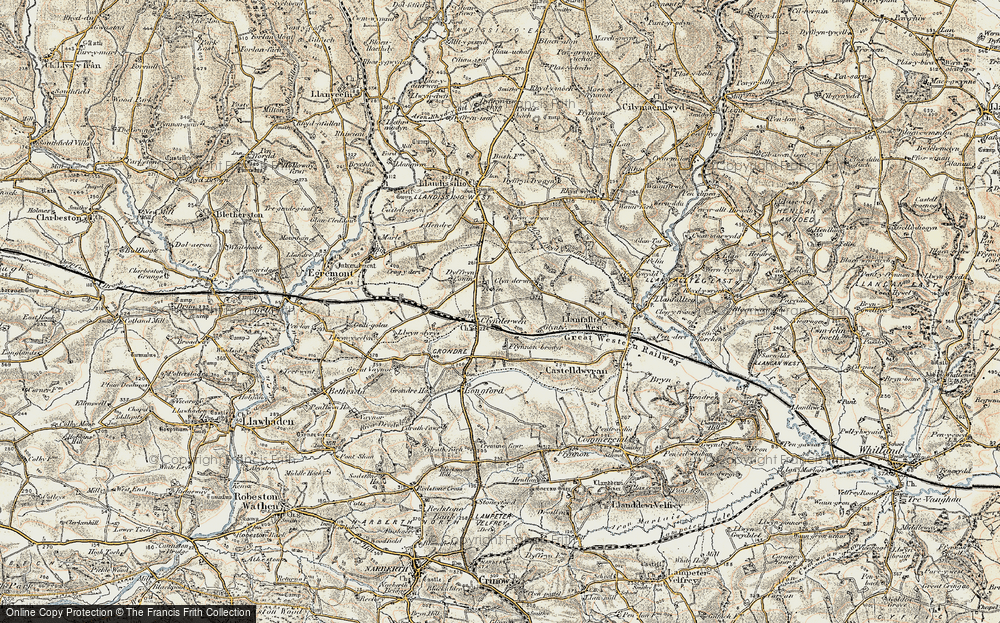 Old Map of Historic Map covering Clynderwen in 1901