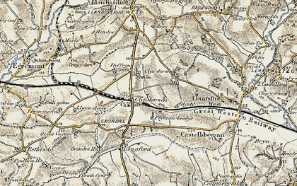Old map of Clynderwen in 1901