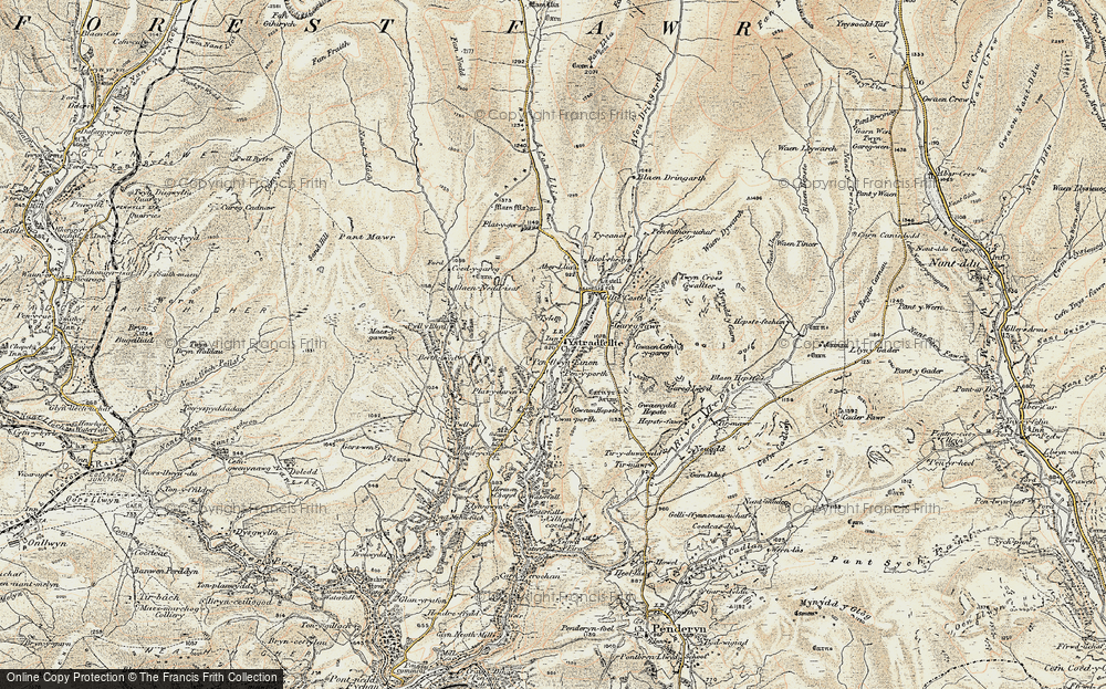 Old Map of Historic Map covering Afon Llia in 1900