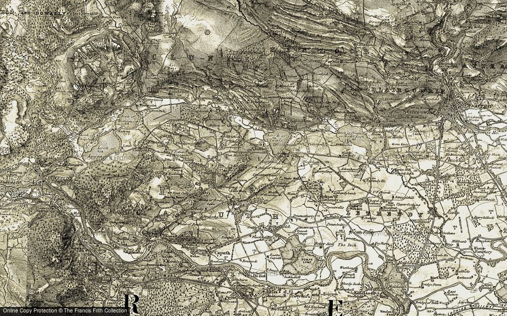 Old Map of Historic Map covering Wester Logie in 1907-1908