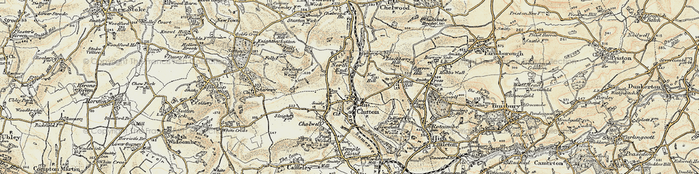 Old map of Clutton in 1899