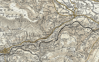 Old map of Blaen Dyar in 1899-1900