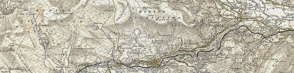 Old map of Agen Allwedd in 1899-1900