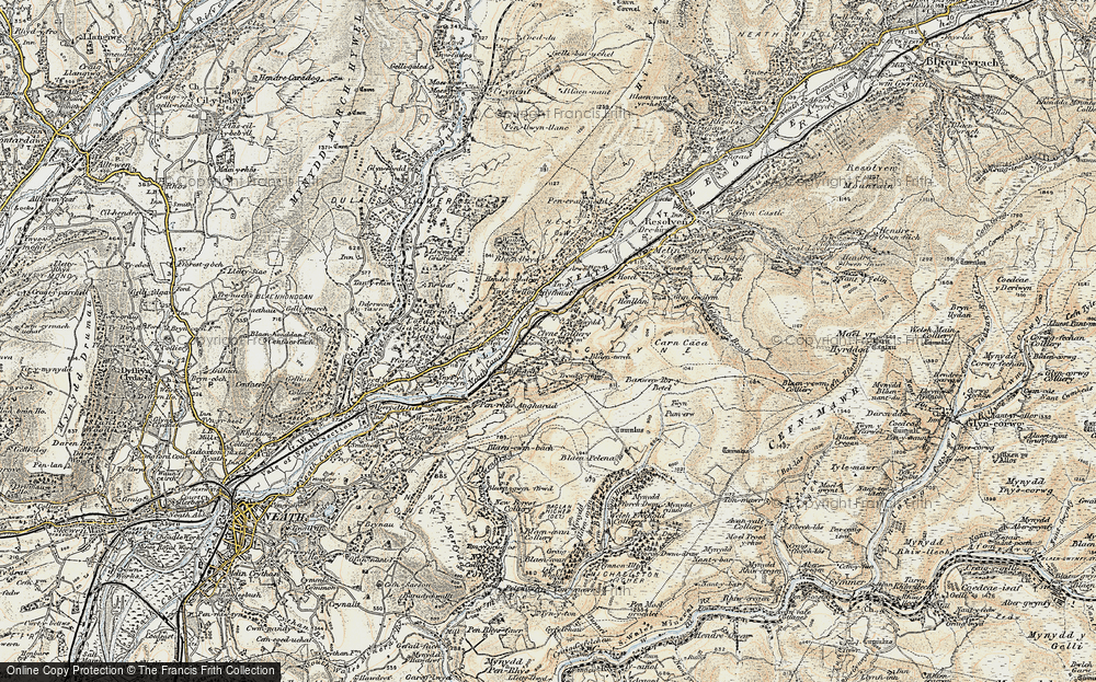 Old Map of Historic Map covering Ynys-dwfnant in 1900-1901