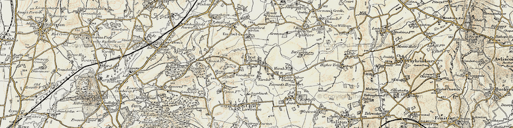 Old map of Clyst Hydon in 1898-1900
