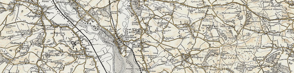 Old map of Clyst St George in 1899