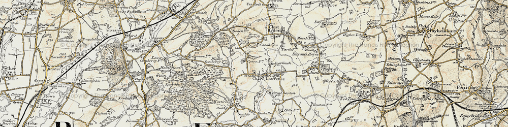 Old map of Woodhayes in 1898-1900
