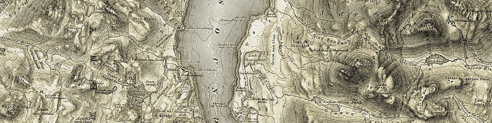 Old map of Abhainn a' Chnuic Bhric in 1905-1907