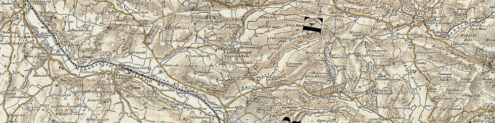 Old map of Cnwch Coch in 1901-1903