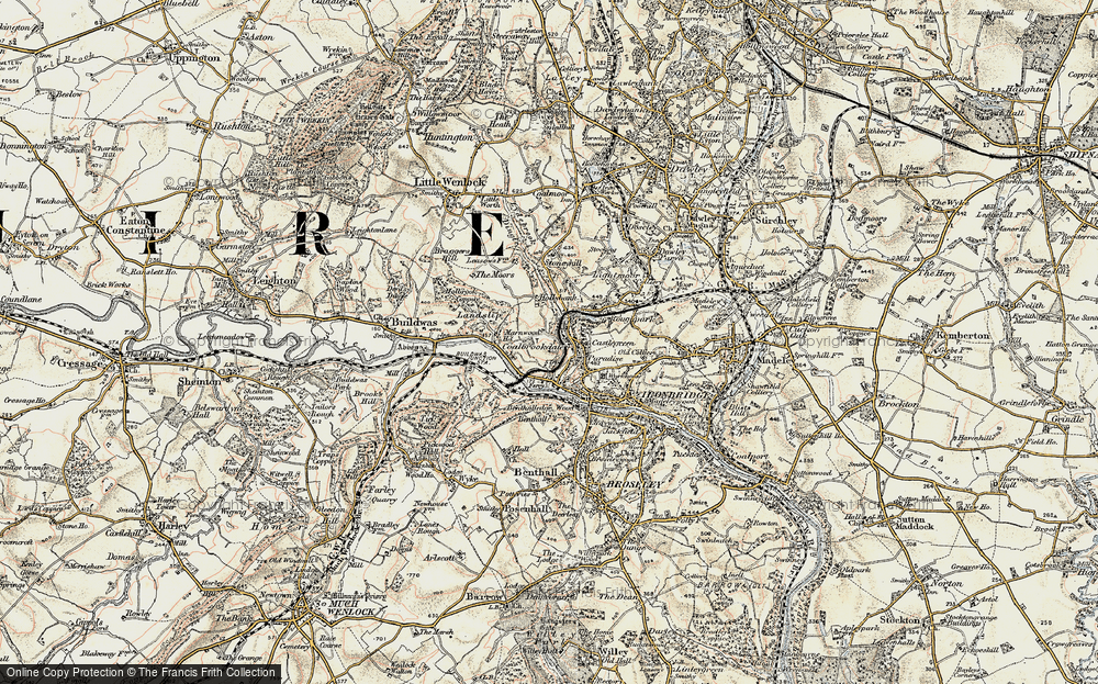 Old Map of Historic Map covering Benthall Edge in 1902