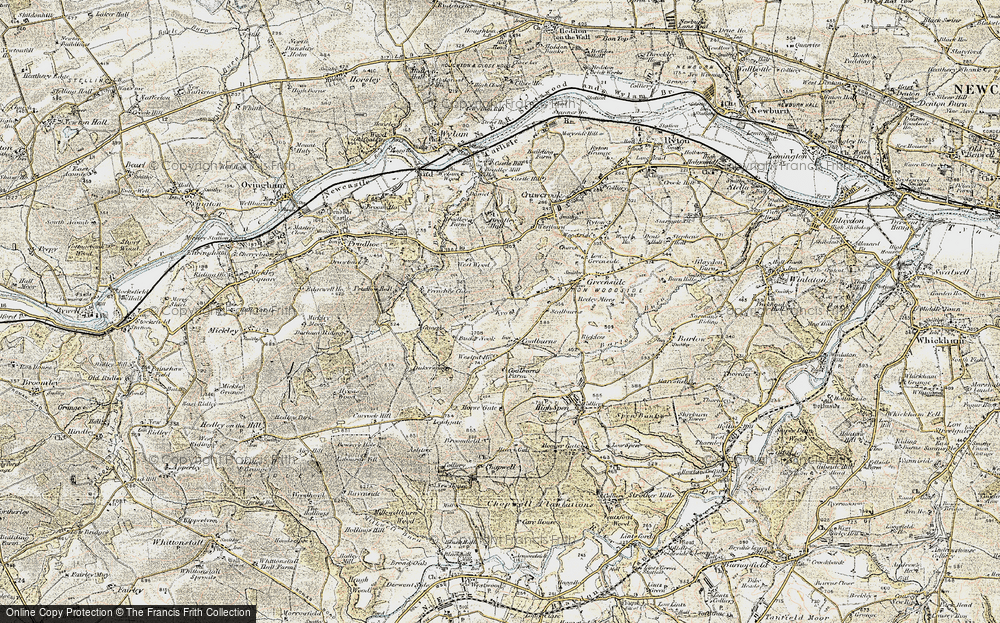 Old Map of Historic Map covering Buck's Nook in 1901-1904