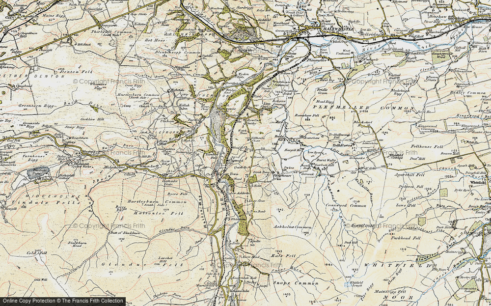 Old Map of Historic Map covering Burn Ho in 1901-1904