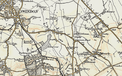 Old map of Coate in 1897-1899