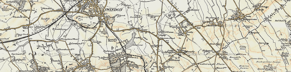 Old map of Coate in 1897-1899