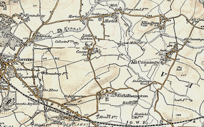 Old map of Coate in 1898-1899