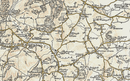 Old map of Cobb's Cross in 1899-1900