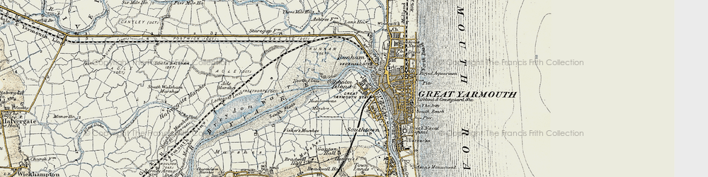 Old map of Acle Marshes in 1901-1902