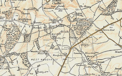 Old map of Vernditch Chase in 1897-1909