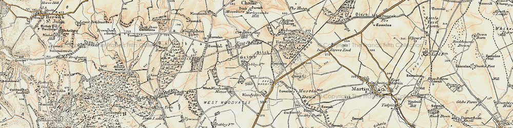 Old map of Vernditch Chase in 1897-1909
