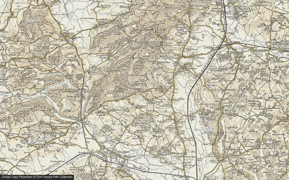 Old Map of Historic Map covering Bircher Common in 1900-1903