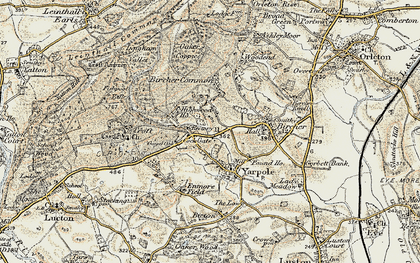 Old map of Bircher Common in 1900-1903
