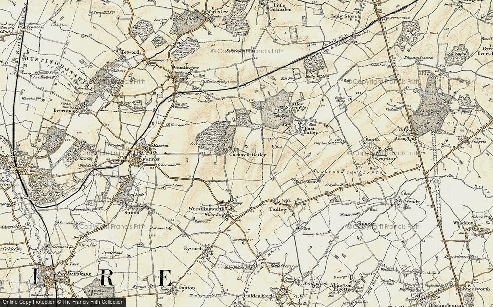 Old Map of Cockayne Hatley, 1898-1901 in 1898-1901