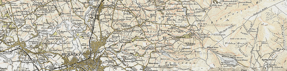 Old map of Thursden Brook in 1903-1904
