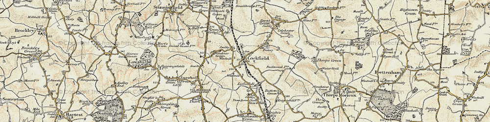 Old map of Cockfield in 1899-1901