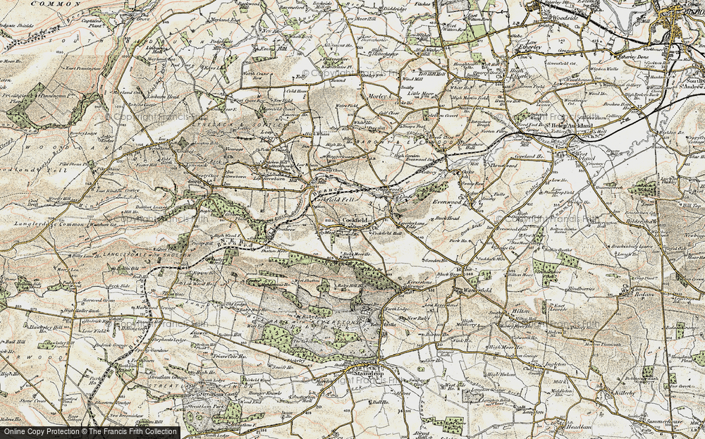 Old Map of Historic Map covering Burnt Houses in 1903-1904