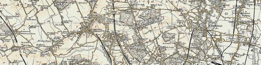 Old map of Cockfosters in 1897-1898