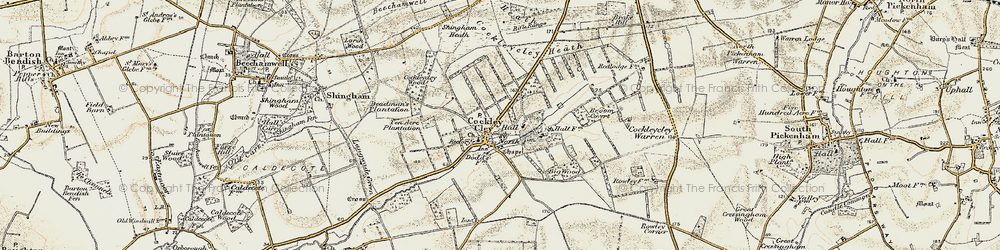Old map of Cockley Cley in 1901-1902